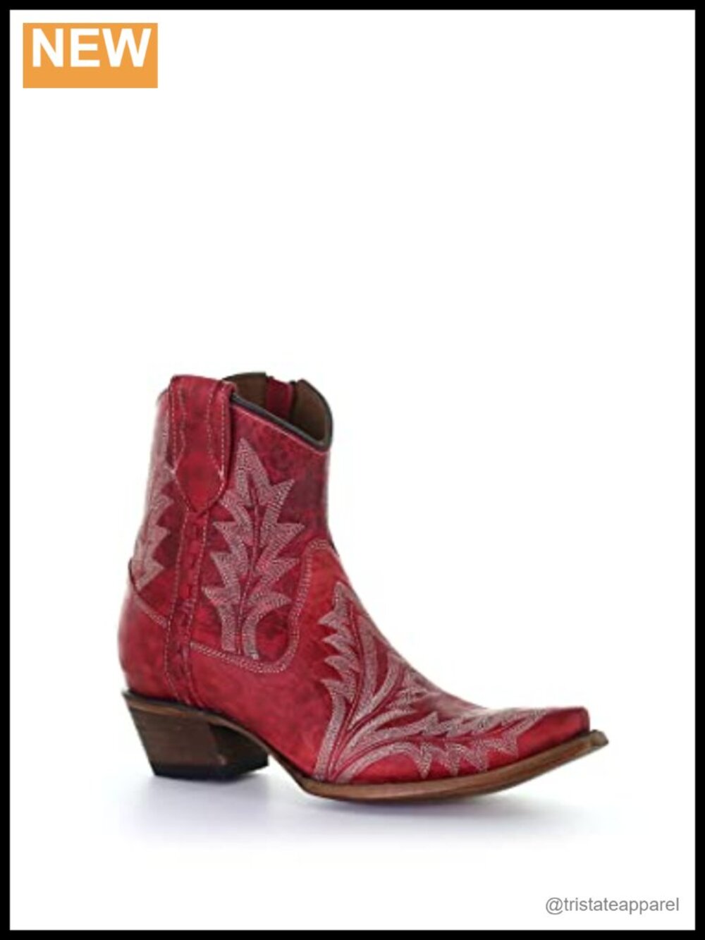 Leather Ankle Booties for Women - Embroidered Cuban Heel